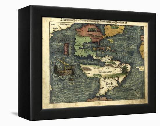 Map of the Americas, 1550-Science Source-Framed Premier Image Canvas
