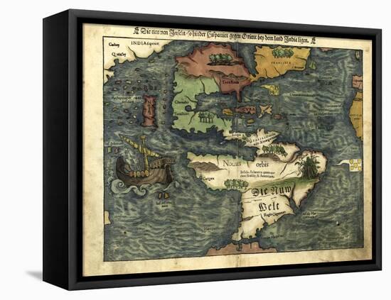 Map of the Americas, 1550-Science Source-Framed Premier Image Canvas