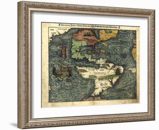 Map of the Americas, 1550-Science Source-Framed Giclee Print