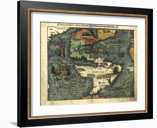 Map of the Americas, 1550-Science Source-Framed Giclee Print