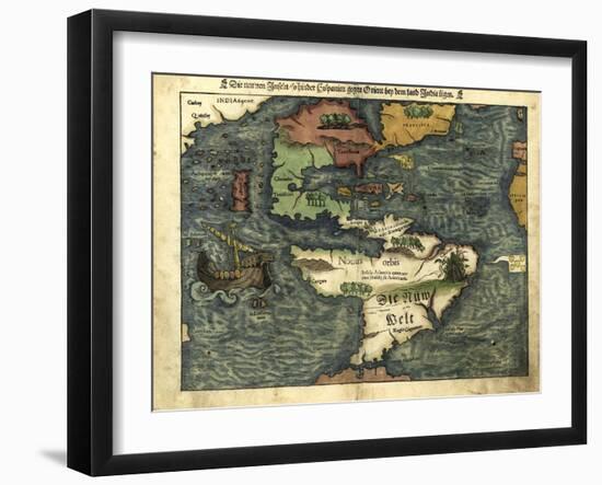 Map of the Americas, 1550-Science Source-Framed Giclee Print