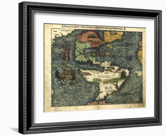 Map of the Americas, 1550-Science Source-Framed Giclee Print