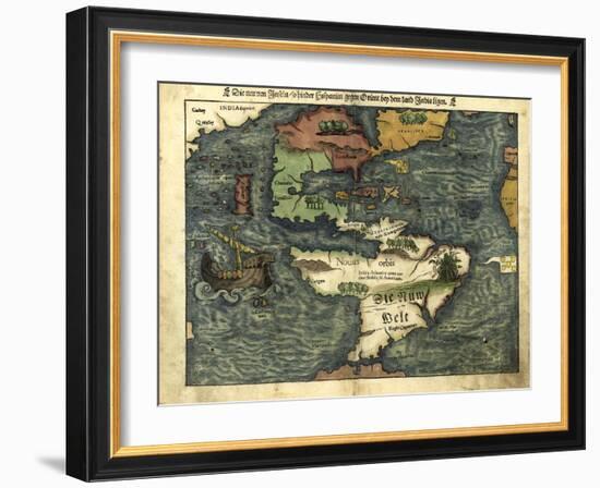 Map of the Americas, 1550-Science Source-Framed Giclee Print