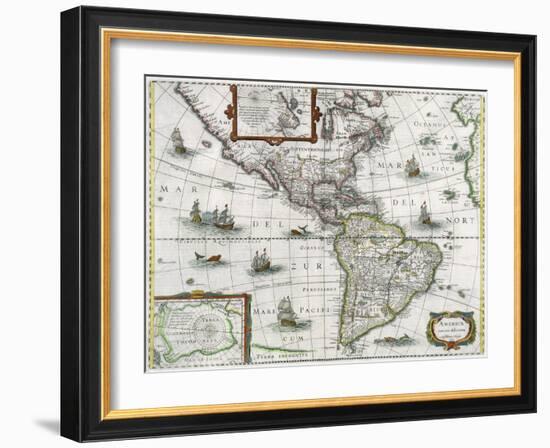 Map of the Americas, 1631-Henricus Hondius-Framed Giclee Print