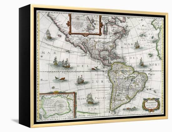 Map of the Americas, 1631-Henricus Hondius-Framed Premier Image Canvas