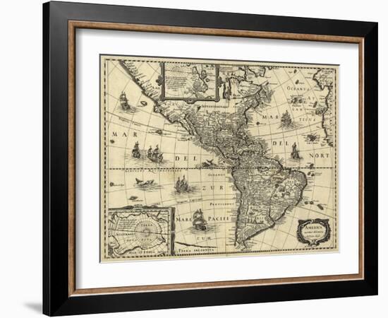 Map of the Americas, 1640-Science Source-Framed Giclee Print