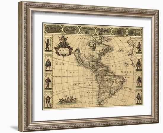 Map of the Americas, 1660-Science Source-Framed Giclee Print