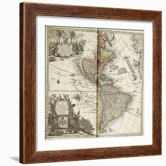 Map of the Americas, 1744-Georg Matthäus Seutter-Framed Giclee Print