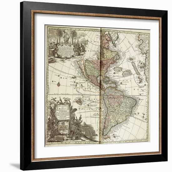 Map of the Americas, 1744-Georg Matthäus Seutter-Framed Giclee Print