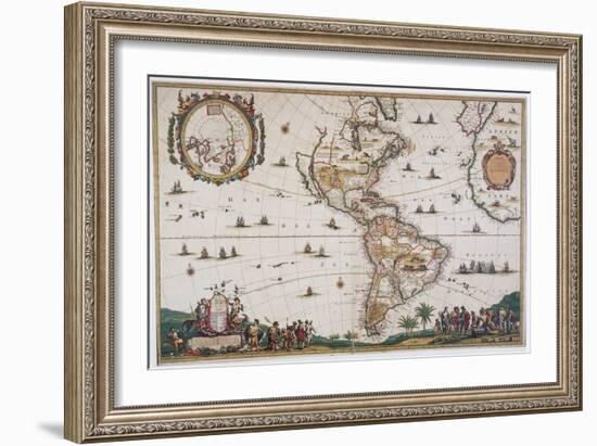 Map of the Americas, 17th Century-Science Source-Framed Giclee Print