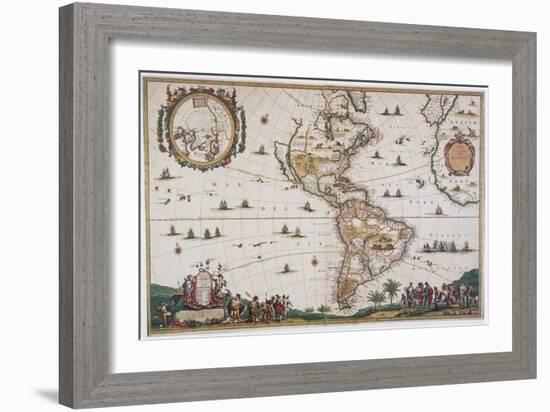 Map of the Americas, 17th Century-Science Source-Framed Giclee Print