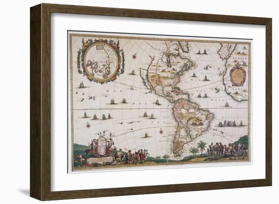 Map of the Americas, 17th Century-Science Source-Framed Giclee Print