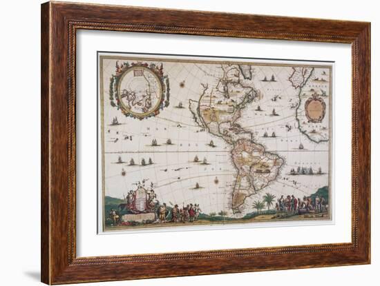 Map of the Americas, 17th Century-Science Source-Framed Giclee Print