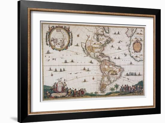 Map of the Americas, 17th Century-Science Source-Framed Giclee Print