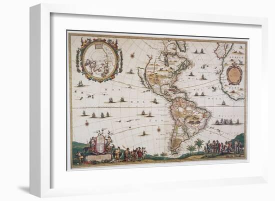 Map of the Americas, 17th Century-Science Source-Framed Giclee Print