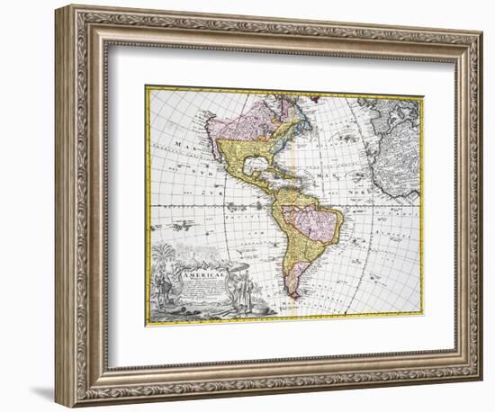 Map of the Americas by August Gottlieb Boehme-Stapleton Collection-Framed Giclee Print