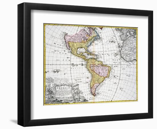 Map of the Americas by August Gottlieb Boehme-Stapleton Collection-Framed Giclee Print