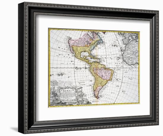 Map of the Americas by August Gottlieb Boehme-Stapleton Collection-Framed Giclee Print