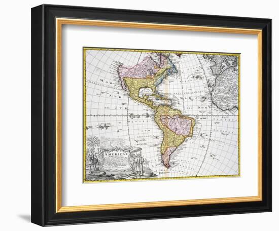 Map of the Americas by August Gottlieb Boehme-Stapleton Collection-Framed Giclee Print