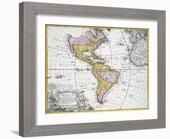 Map of the Americas by August Gottlieb Boehme-Stapleton Collection-Framed Giclee Print