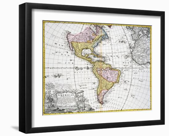 Map of the Americas by August Gottlieb Boehme-Stapleton Collection-Framed Giclee Print