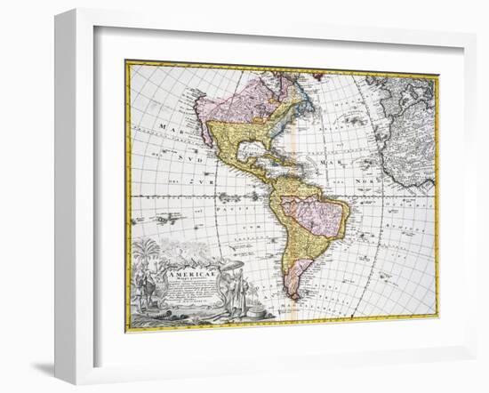 Map of the Americas by August Gottlieb Boehme-Stapleton Collection-Framed Giclee Print