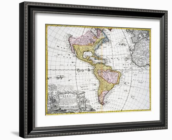 Map of the Americas by August Gottlieb Boehme-Stapleton Collection-Framed Giclee Print