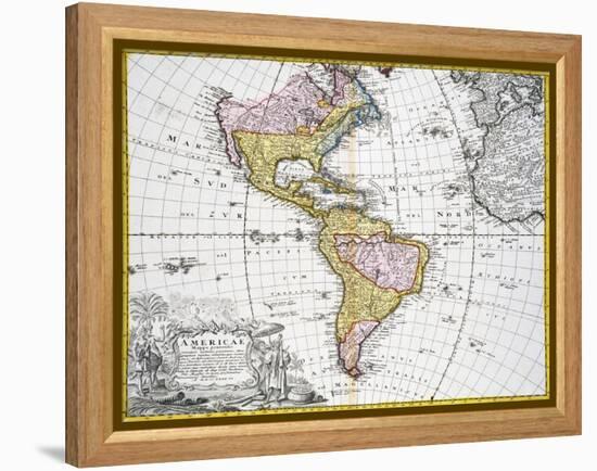 Map of the Americas by August Gottlieb Boehme-Stapleton Collection-Framed Premier Image Canvas