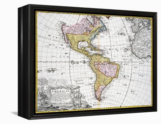 Map of the Americas by August Gottlieb Boehme-Stapleton Collection-Framed Premier Image Canvas