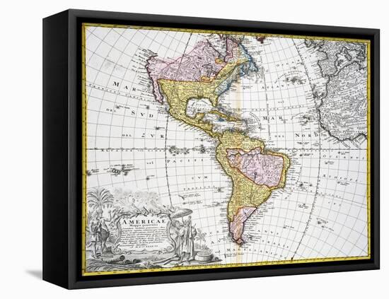 Map of the Americas by August Gottlieb Boehme-Stapleton Collection-Framed Premier Image Canvas