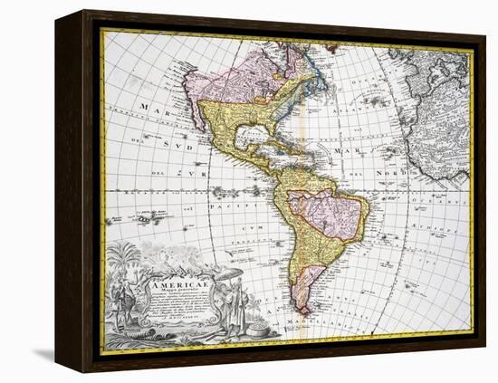 Map of the Americas by August Gottlieb Boehme-Stapleton Collection-Framed Premier Image Canvas