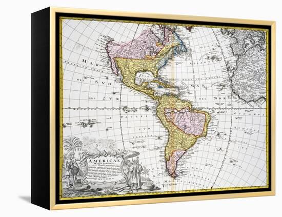 Map of the Americas by August Gottlieb Boehme-Stapleton Collection-Framed Premier Image Canvas