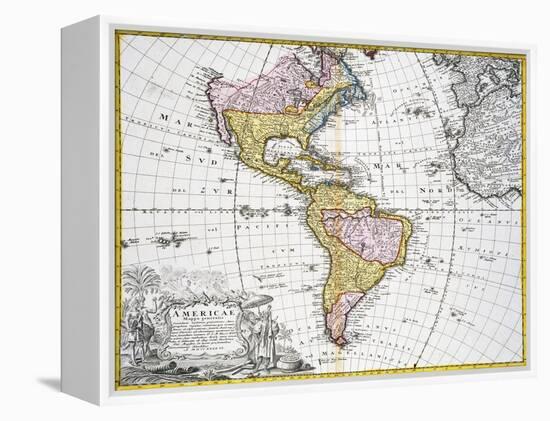 Map of the Americas by August Gottlieb Boehme-Stapleton Collection-Framed Premier Image Canvas