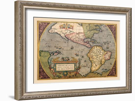 Map of the Americas-Abraham Ortelius-Framed Art Print