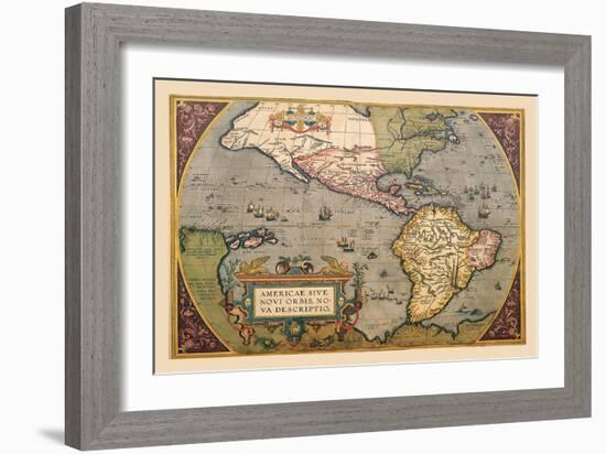 Map of the Americas-Abraham Ortelius-Framed Art Print