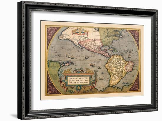 Map of the Americas-Abraham Ortelius-Framed Art Print