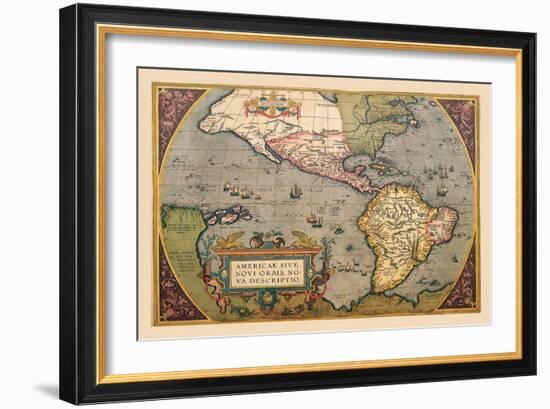 Map of the Americas-Abraham Ortelius-Framed Art Print