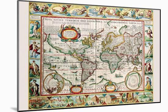 Map of the Americas-Peter Van der Keere-Mounted Art Print