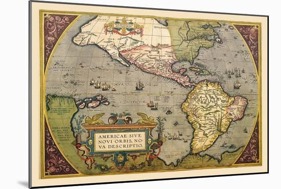 Map of the Americas-Abraham Ortelius-Mounted Art Print