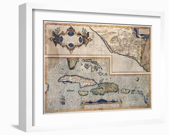 Map of the Antilles Islands, 16th Century, Museo de America, Madrid-null-Framed Giclee Print