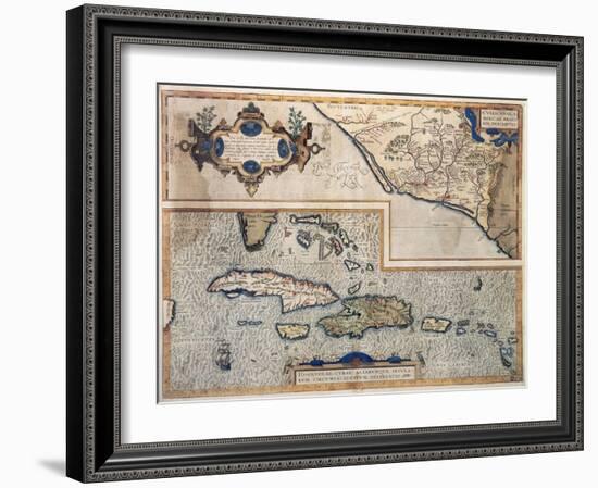 Map of the Antilles Islands, 16th Century, Museo de America, Madrid-null-Framed Giclee Print