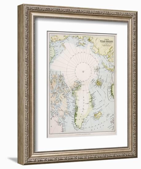 Map of the Arctic Circle with Details of Explorations-null-Framed Photographic Print