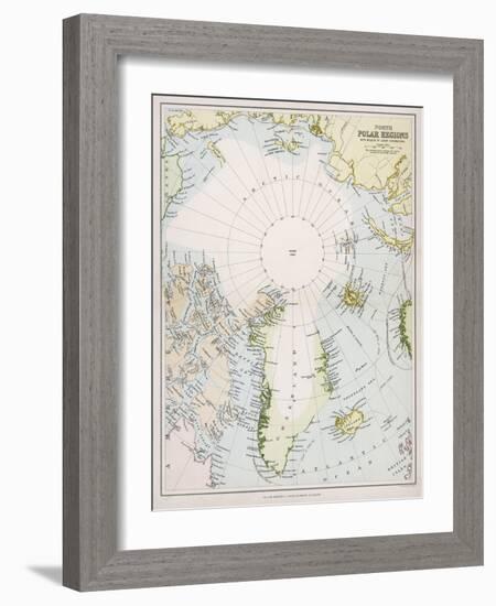 Map of the Arctic Circle with Details of Explorations-null-Framed Photographic Print