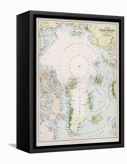 Map of the Arctic Circle with Details of Explorations-null-Framed Premier Image Canvas