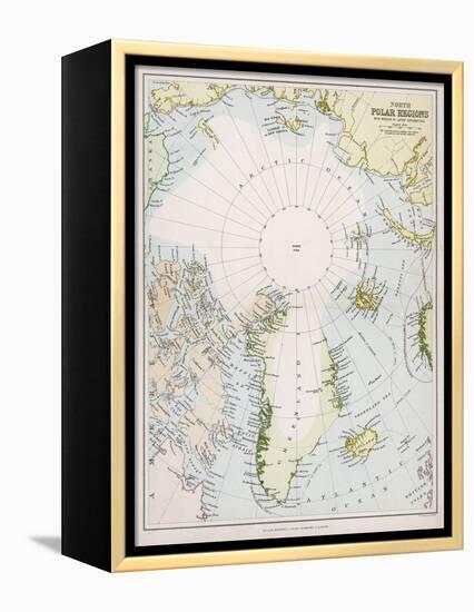 Map of the Arctic Circle with Details of Explorations-null-Framed Premier Image Canvas