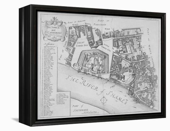 Map of the Area around the Tower of London and St Katharine by the Tower, Stepney, London, 1720-null-Framed Premier Image Canvas