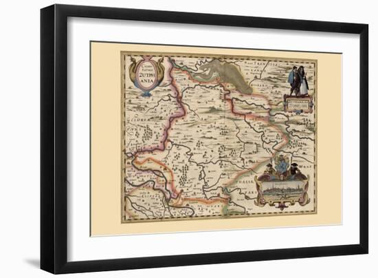 Map of the Area Around Zutphanis, Netherlands-Pieter Van der Keere-Framed Art Print