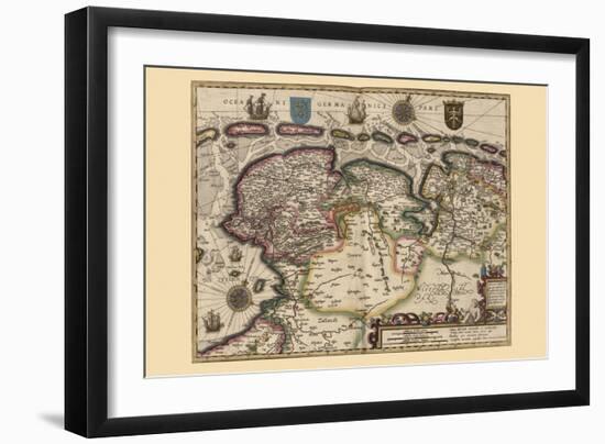 Map of the Area East of the Zuiderzee In the Netherlands-Pieter Van der Keere-Framed Art Print