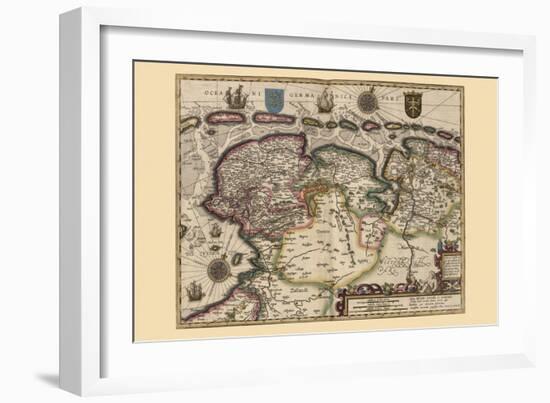 Map of the Area East of the Zuiderzee In the Netherlands-Pieter Van der Keere-Framed Art Print