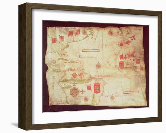 Map of the Atlantic Ocean, circa 1550-null-Framed Giclee Print